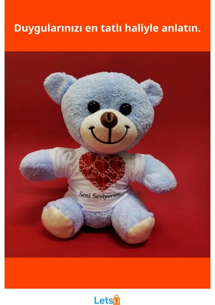 Kalpli Seni Seviyorum Yazılı Peluş Ayıcık 25 cm fiyatları