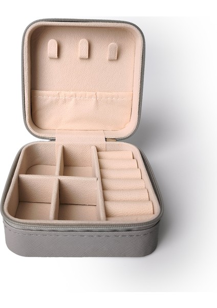 Çift Gözlü Seyahat Tipi Takı Kutusu Gri