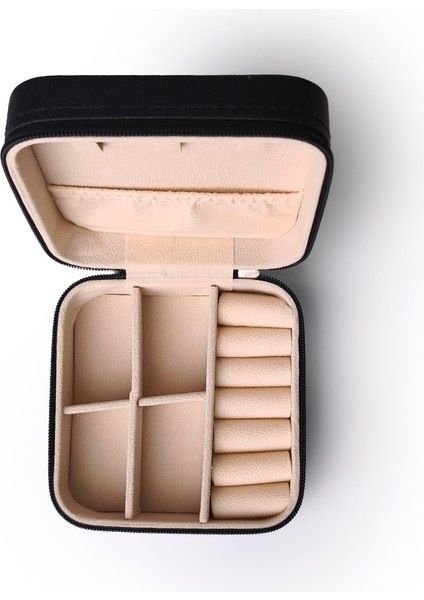 Çift Gözlü Seyahat Tipi Takı Kutusu Siyah