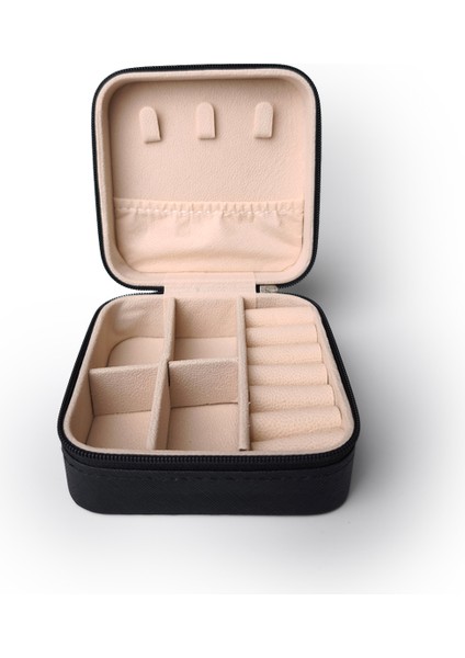 Çift Gözlü Seyahat Tipi Takı Kutusu Siyah