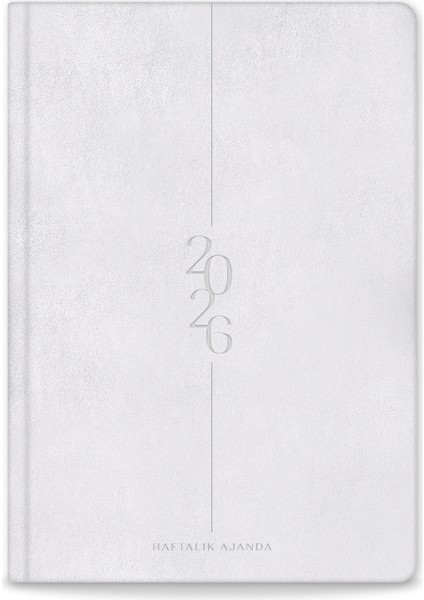 2026 A5 Sert Kapak Haftalık Ajanda – 12 Aylık Metalik Gümüş