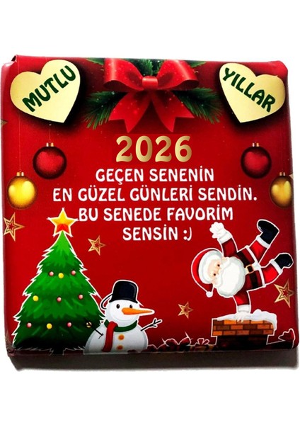 2026 Mutlu Seneler 2'li Kare Yılbaşı Çikolatası modelleri