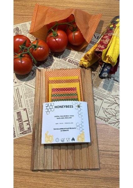 9’lu Puantiye Desenli Kumaş Tekrar Kullanılabilen Doğal Balmumlu (Balmumu) Gıda Saklama Bezi fiyatları