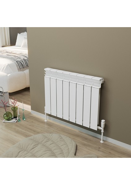 Besto XL Alüminyum Dekoratif Radyatör 600×600 mm 6 Dilim RAL 9016 Beyaz | 444 W Modern Duvar Tipi