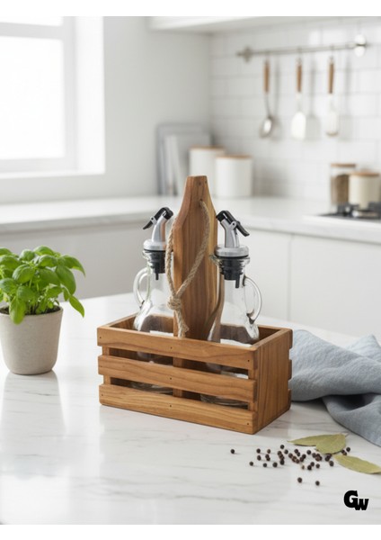 Ahşap Doğal 2li Tombul Set Yağdanlık ve Sosluk Takımı(Set)(Kiraz)