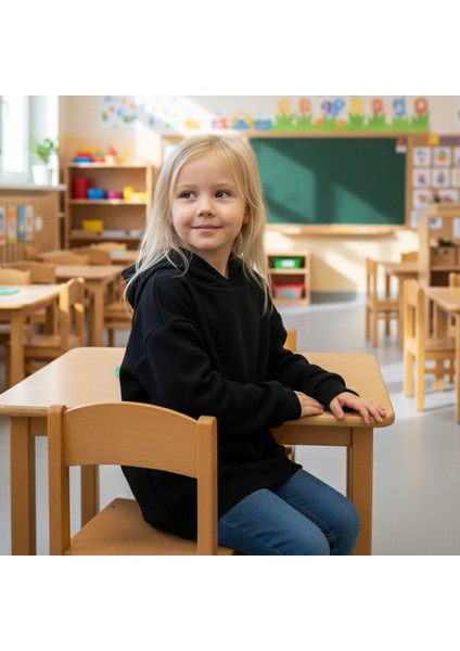 Woody Cord Çocuk Sweatshirt Kapüşonlu - Siyah - Düz fiyatları