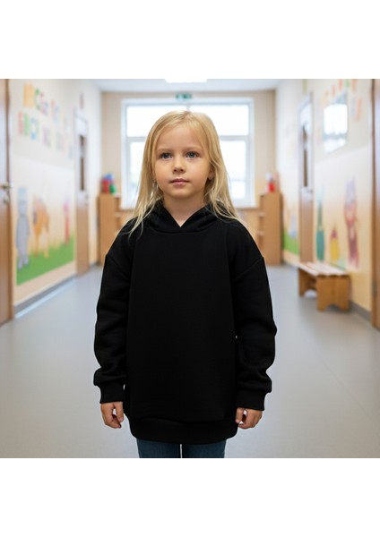 Woody Cord Çocuk Sweatshirt Kapüşonlu - Siyah - Düz modelleri