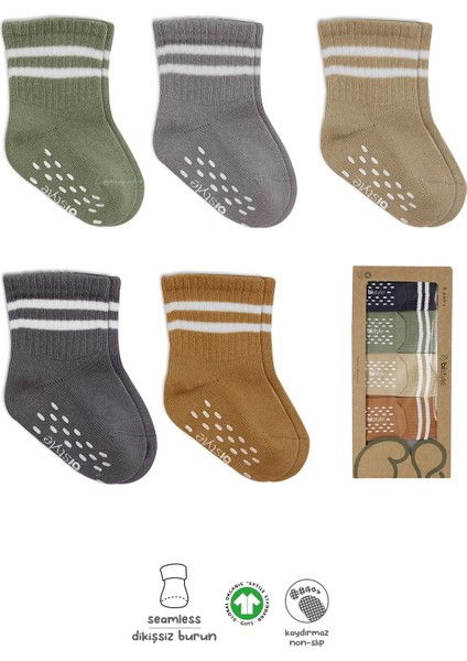 5'li Penye Kaymaz Çember Soket Çorap 10122 Bej