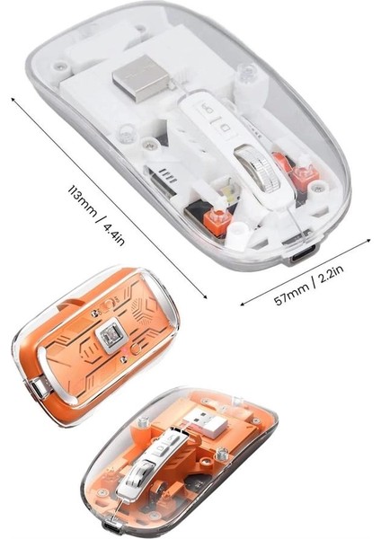 Buğz Sessiz Tıklama Çift Modlu Bluetooth ve Alıcı Şeffaf Mouse Fare indirimleri