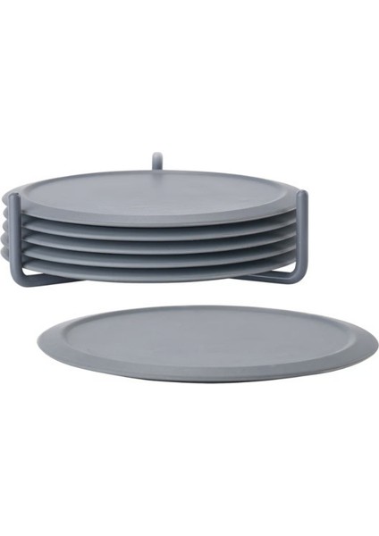 Singles 6'lı Bardak Altlığı Soğuk Gri 3,1 cm - Çap 10 cm