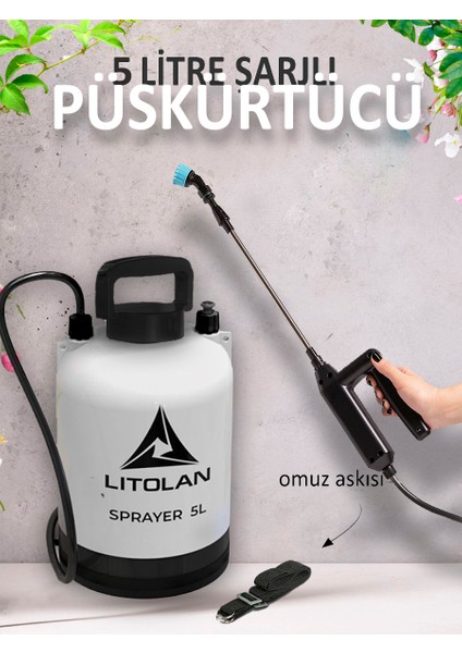 5 Lt. Şarjlı Püskürtücü, Zirai Ilaçlama, Sulama Elektrik Pompası
