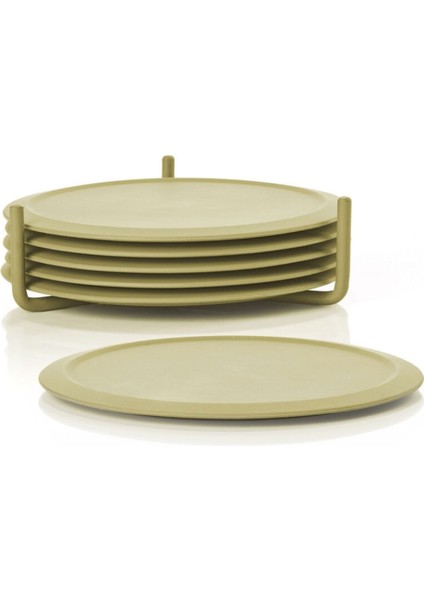 Singles 6'lı Bardak Altlığı Açık Yeşil 3,1 cm - Çap 10 cm