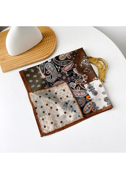 Sonbahar ve Kış Ipek Eşarp Feeling Küçük Kare Eşarp Geometrik Geri Dönüşümlü Baskılı Ipek Eşarp Boyun Eşarp Kadın (Yurt Dışından)