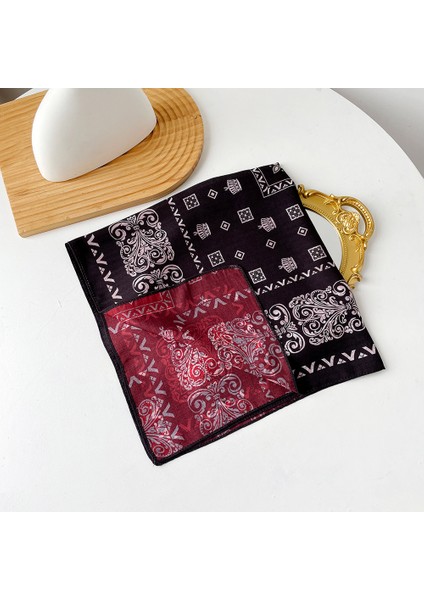 Sonbahar ve Kış Ipek Eşarp Feeling Küçük Kare Eşarp Geometrik Geri Dönüşümlü Baskılı Ipek Eşarp Boyun Eşarp Kadın (Yurt Dışından)