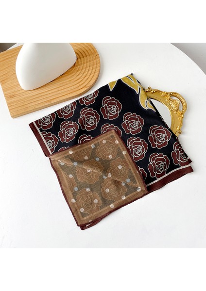 Sonbahar ve Kış Ipek Eşarp Feeling Küçük Kare Eşarp Geometrik Geri Dönüşümlü Baskılı Ipek Eşarp Boyun Eşarp Kadın (Yurt Dışından)