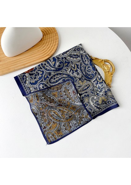 Sonbahar ve Kış Ipek Eşarp Feeling Küçük Kare Eşarp Geometrik Geri Dönüşümlü Baskılı Ipek Eşarp Boyun Eşarp Kadın (Yurt Dışından)