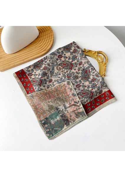 Sonbahar ve Kış Ipek Eşarp Feeling Küçük Kare Eşarp Geometrik Geri Dönüşümlü Baskılı Ipek Eşarp Boyun Eşarp Kadın (Yurt Dışından)