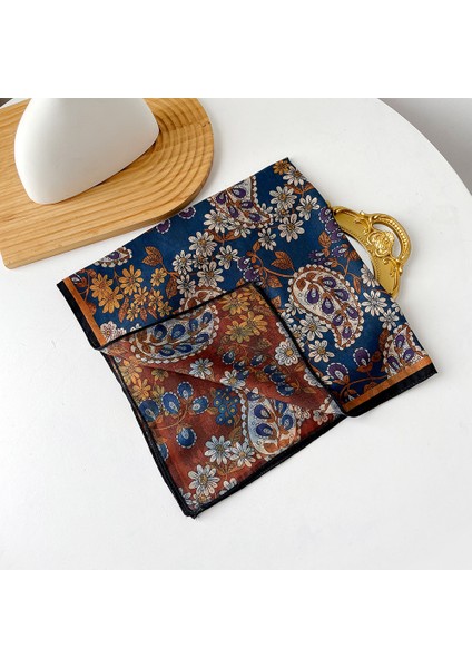 Sonbahar ve Kış Ipek Eşarp Feeling Küçük Kare Eşarp Geometrik Geri Dönüşümlü Baskılı Ipek Eşarp Boyun Eşarp Kadın (Yurt Dışından)