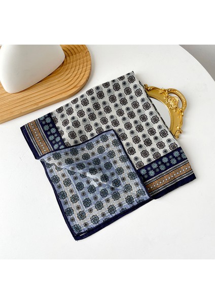 Sonbahar ve Kış Ipek Eşarp Feeling Küçük Kare Eşarp Geometrik Geri Dönüşümlü Baskılı Ipek Eşarp Boyun Eşarp Kadın (Yurt Dışından)