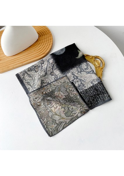 Sonbahar ve Kış Ipek Eşarp Feeling Küçük Kare Eşarp Geometrik Geri Dönüşümlü Baskılı Ipek Eşarp Boyun Eşarp Kadın (Yurt Dışından)