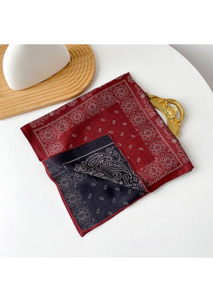 Sonbahar ve Kış Ipek Eşarp Feeling Küçük Kare Eşarp Geometrik Geri Dönüşümlü Baskılı Ipek Eşarp Boyun Eşarp Kadın (Yurt Dışından)