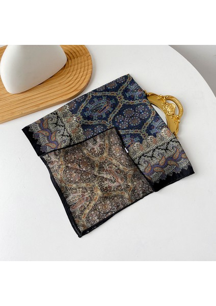 Sonbahar ve Kış Ipek Eşarp Feeling Küçük Kare Eşarp Geometrik Geri Dönüşümlü Baskılı Ipek Eşarp Boyun Eşarp Kadın (Yurt Dışından)