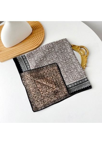 Sonbahar ve Kış Ipek Eşarp Feeling Küçük Kare Eşarp Geometrik Geri Dönüşümlü Baskılı Ipek Eşarp Boyun Eşarp Kadın (Yurt Dışından)