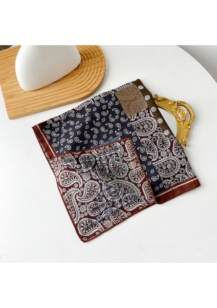 Sonbahar ve Kış Ipek Eşarp Feeling Küçük Kare Eşarp Geometrik Geri Dönüşümlü Baskılı Ipek Eşarp Boyun Eşarp Kadın (Yurt Dışından)