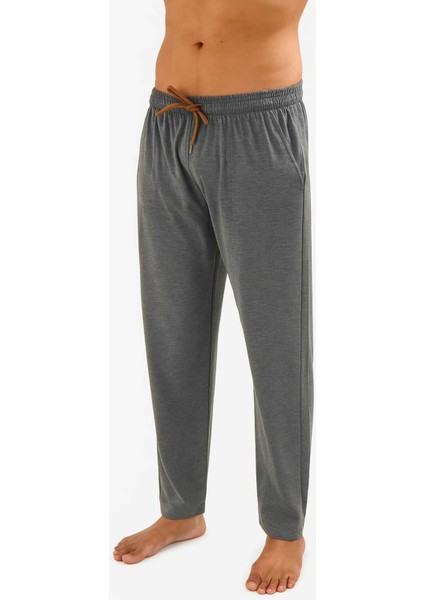 Erkek Pamuklu Indigo Ekose -Antrasit 2'li Tek Alt Pijama - Mevsimlik Pijama Altı modelleri