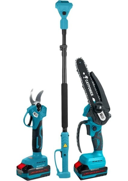 Kömürsüz Akülü 2 Li Set Dal Budama ve Zincirli Testere (Teleskopik Uzatma) 20V 2.0AH fiyatları