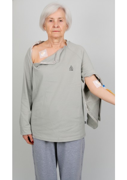 Cure Adaptif Kemoterapi Hasta Bakım Kıyafeti Açık Gri fiyatları