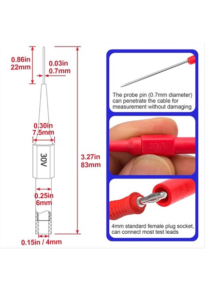 10 Adet Test Probu Pimi, Paslanmaz Çelik Yalıtımlı Tahribatsız Pim (Yurt Dışından) modelleri
