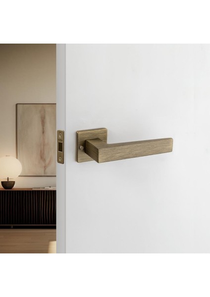 Akalı Otel Tipi Kendinden Kilitli Kapı Kolu Antik Renk