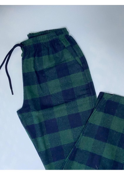 Yumuşak Dokulu Rahat Kalıp Kışlık Unisex Pazen Pijama Pantolonu Yeşil -Konforlu Stilin Yeni Hali fiyatları