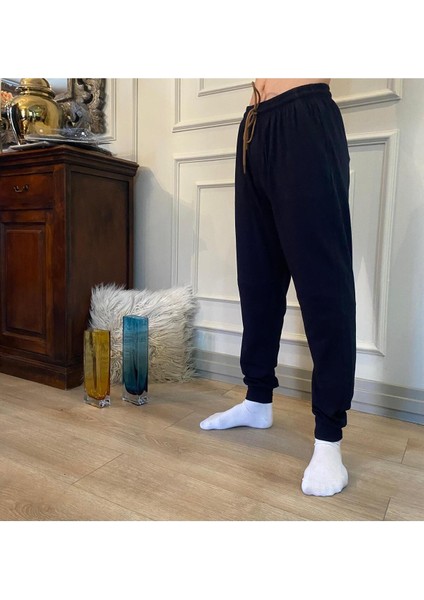 Erkek Lacivert Pamuklu Fit Pijama Altı Normal Kesim Beli Lastikli Cepli Paça Lastikli modelleri