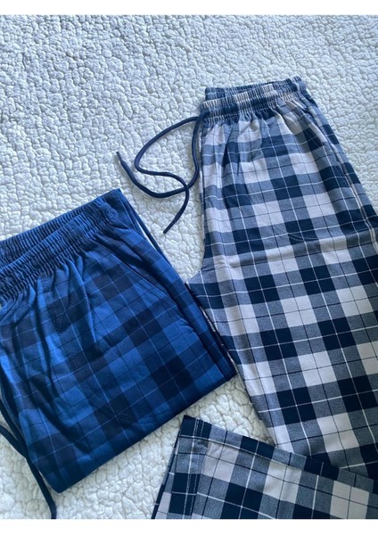 Orta Kalın Unisex Ekose Büyük Kare Desenli 2'li Pijama Altı / Ultra Kalite Eşofman modelleri