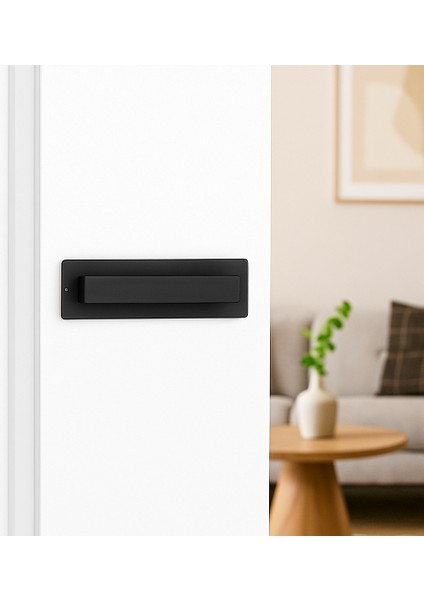 Akalı Otel Tipi Kendinden Kilitli Aynalı Kapı Kolu Siyah Renk