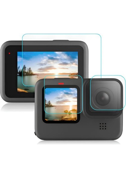 Gopro Hero 9/10/11/12 Tamperli 3 Parça Kırılmaz Cam Ekran Koruyucu fiyatları