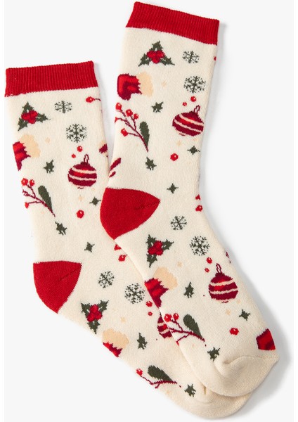 Yılbaşı Çorabı Havlu Çok Renkli Desenli