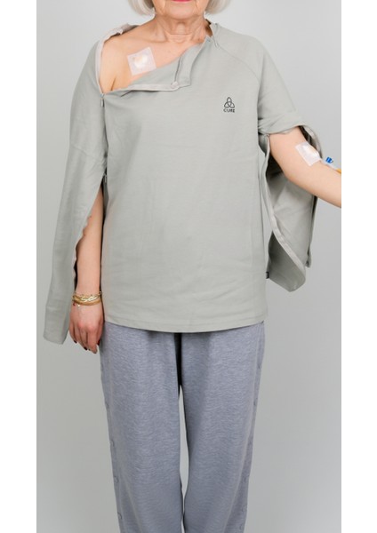 Cure Adaptif Kemoterapi Hasta Bakım Kıyafeti Açık Gri fiyatları
