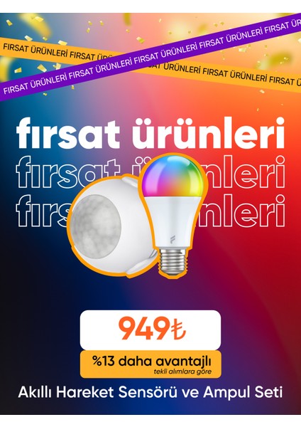 Akıllı Kablosuz Hareket Sensörü ve Akıllı Led Ampül Seti, Wifi Uzaktan Kontrol, 2 Yıl Garantili, Tuya Destekli