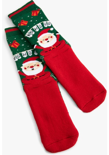 Havlu Yılbaşı Çorabı Desenli