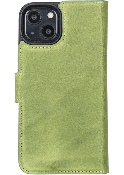 Buğz Apple iPhone 13 Uyumlu Deri Cüzdanlı Kılıf Antik Yeşil modelleri