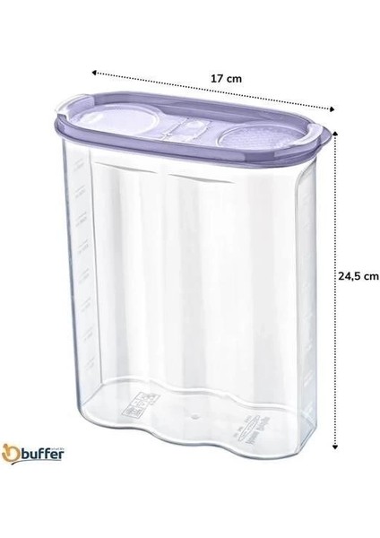 Buğz 2 Kapaklı Ölçekli Erzak Kuru Gıda Saklama Kutusu Kabı 2,4 LITRE-SA940 fırsatları