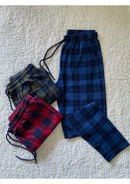 3'lü Paket Renkli Unisex Pijama Altı / Ultra Kalite Ekose Eşofman Altı