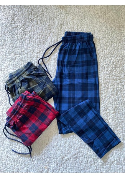 3'lü Paket Renkli Unisex Pijama Altı / Ultra Kalite Ekose Eşofman Altı fırsatları