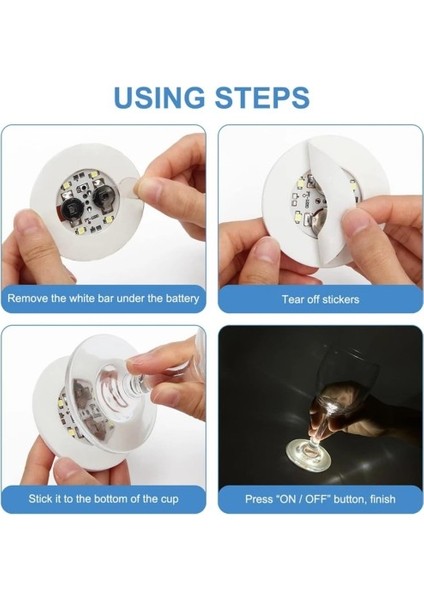 Işıklı Yapışkanlı Bardak Altı Aparatı Ledli 3 Modlu 6 cm Çap 1 Adet