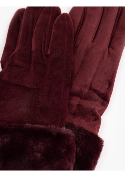 Suni Kürk Detaylı Süet Görünümlü Eldiven modelleri