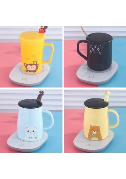 Buğz 55 Derece Sabit Sıcaklıkta Seramik Metal Cam Kupa Isıtıcı