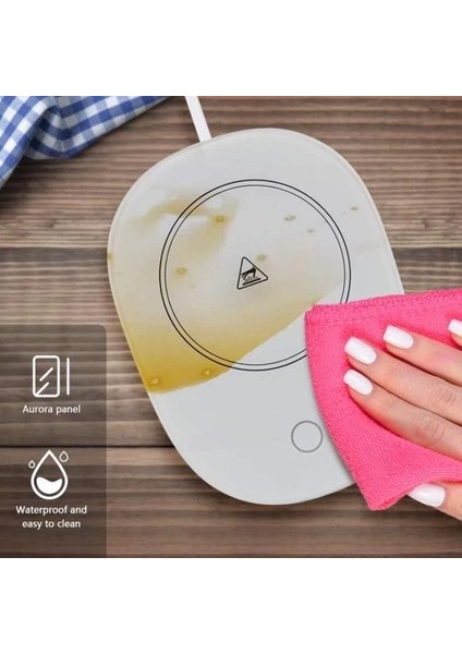 Buğz 55 Derece Sabit Sıcaklıkta Seramik Metal Cam Kupa Isıtıcı